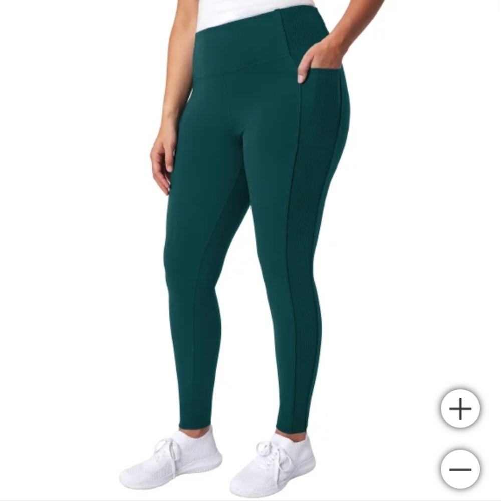 NWT‎ Mondetta Women's High Rise Panel Ribbed Legging Green M XXL L